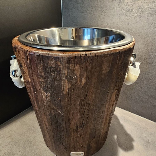Edzard Providence Wine Cooler New, Teak and Stainless Steel