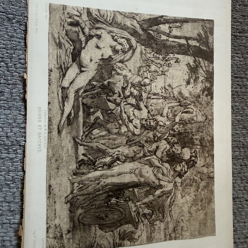 Engraving used, collectible old print 19x28 cm