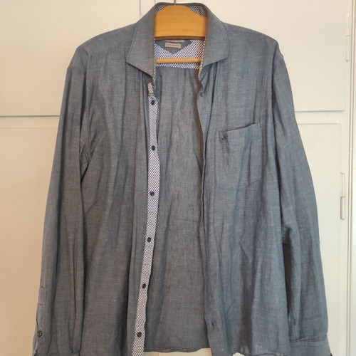 Berto Lucci men's shirt XL regular fit used, linen-cotton blue