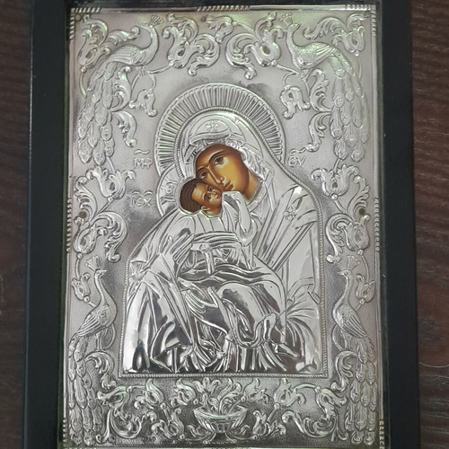 Silver icon Panagia Glykofilousa 950 in like new condition