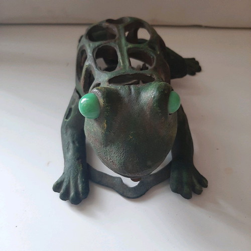 Japanese traditional frog lantern used, large metal decoration