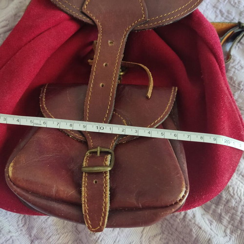 Backpack vintage genuine leather suede small used, boho chic