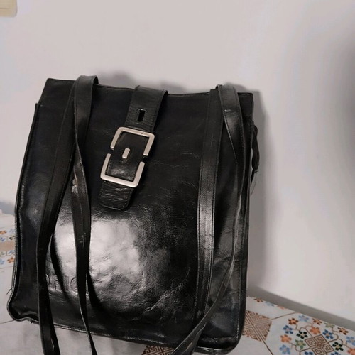 Leather vintage shoulder bag like new, black