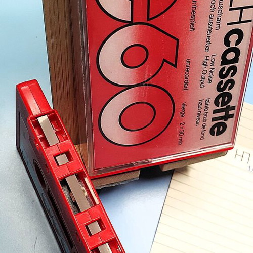BASF C-60 LH red cassette used, vintage audio tape from 1976