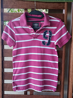 Polo shirt L.O.G.G. by H&M fuchsia striped size 9 years like new