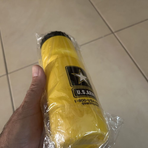 US Army Plastic Water Bottle new, yellow sports canteen