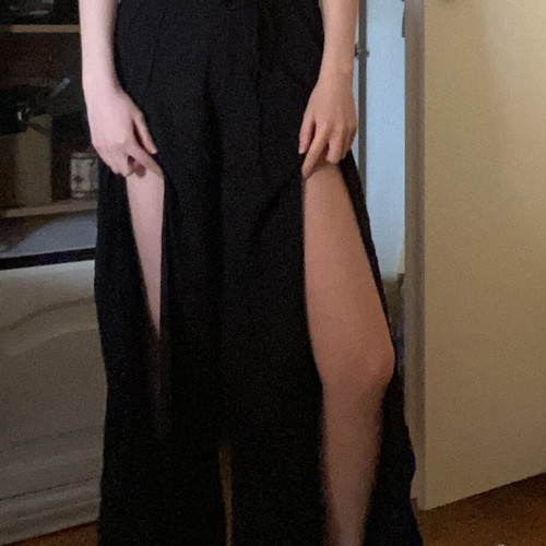Pull & Bear Boho high waisted flowy pants with side slit