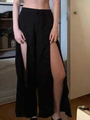 Pull & Bear Boho high waisted flowy pants with side slit