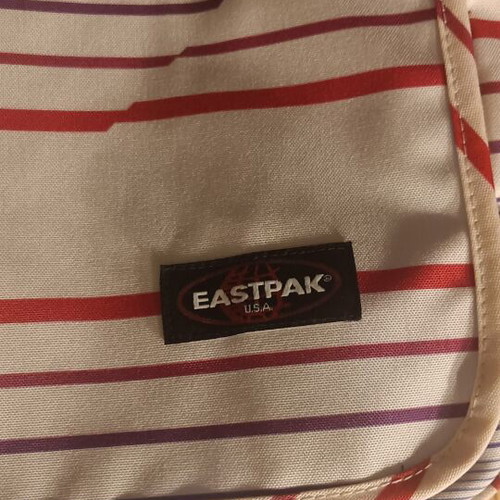 Eastpak shoulder bag new, white and purple striped design