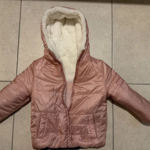 Reversible toddler jacket like new, ages 2-3, pink and gray