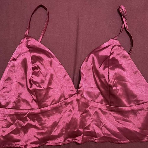 Satin tirante top like new, red and pink, size L