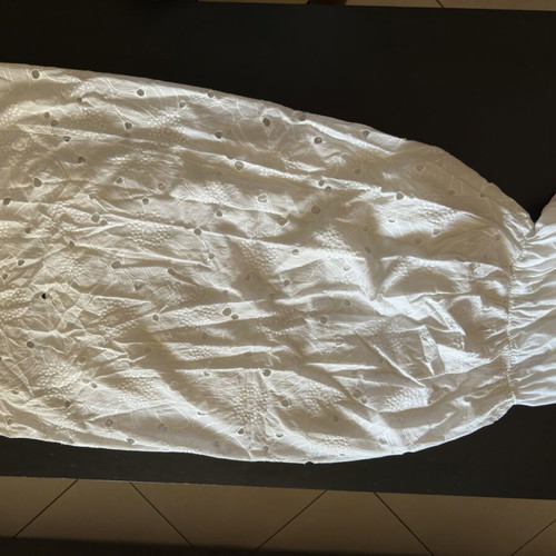 Poplina maxi dress used, white cotton with broderie anglaise