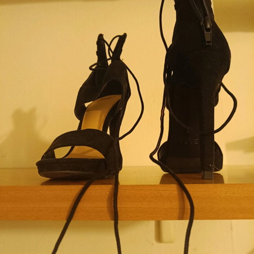 Zara black sandals like new with laces and zipper
