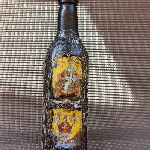 Holy Water Glass Bottle with Religious Icon Images