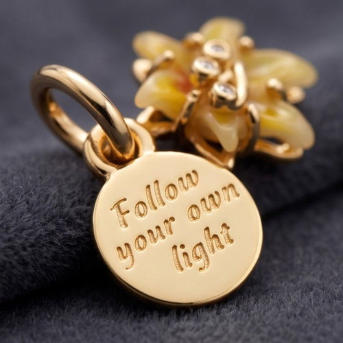 Disney Tangled Sundrop Flower Glow-in-the-dark Charm new, silver, gold color