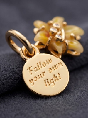 Disney Tangled Sundrop Flower Glow-in-the-dark Charm new, silver, gold color