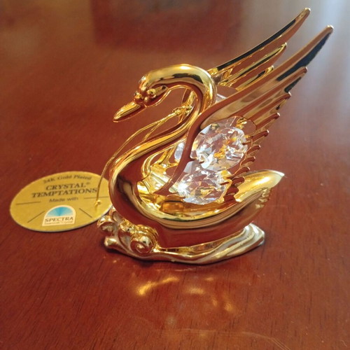 Swan decoration with Swarovski crystals and 24K gold plating