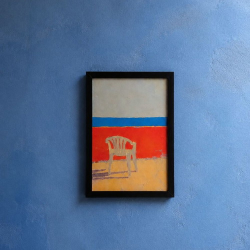 Endless Summer print with plastic chair, black frame