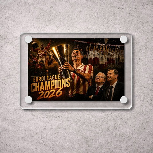 Ακρυλικό μαγνητάκι Euroleague Champions 2026 Ολυμπιακός καινούργιο