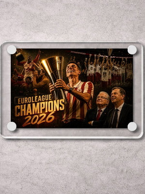 Ακρυλικό μαγνητάκι Euroleague Champions 2026 Ολυμπιακός καινούργιο