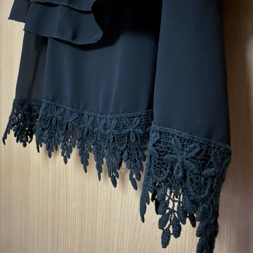 Crop top black one size like new with lace hem and adjustable straps