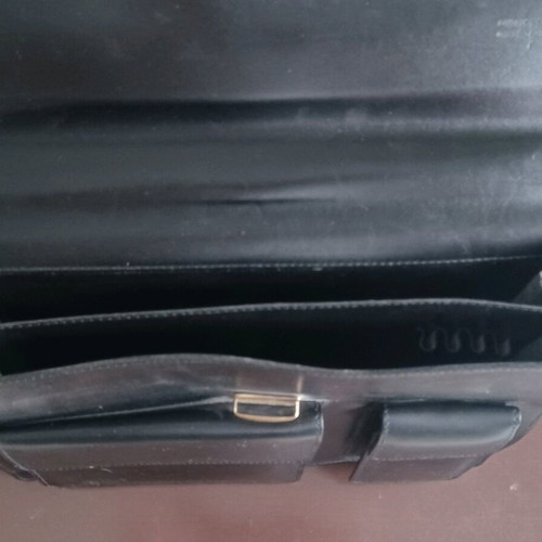 Handmade vintage leather briefcase used, black