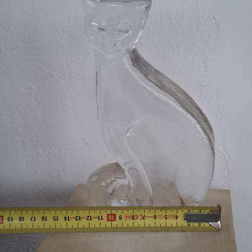 Glass Art Cat Figurine by Bertil Vallien for Kosta Boda, Sweden 1970s like new
