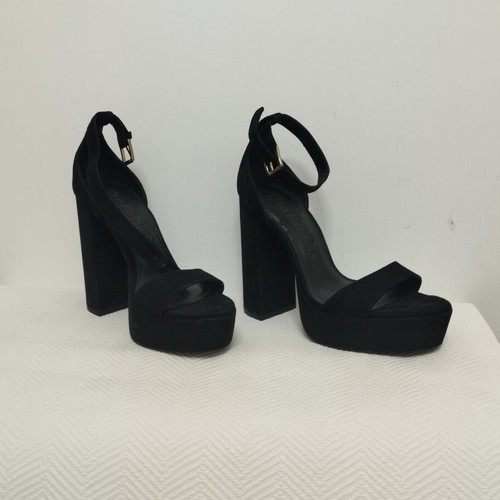 Bershka suede sandals size 38, used, black, 12.5 cm heel