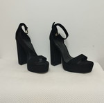 Bershka suede sandals size 38, used, black, 12.5 cm heel