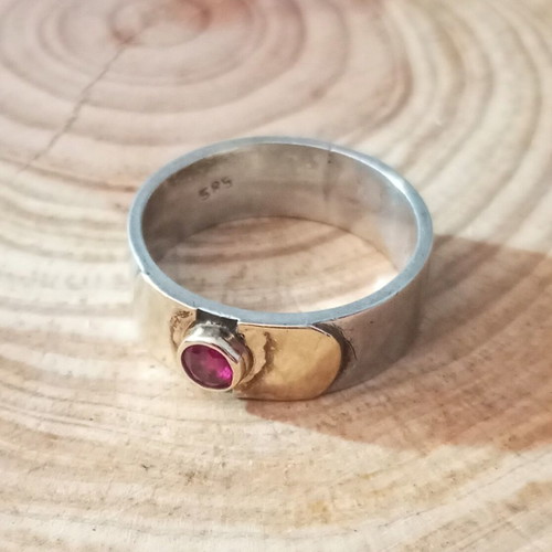 Silver-gold ring 925 585 like new, size 56