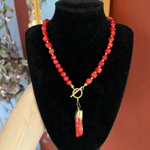 Handmade necklace with natural stones and unique boho design