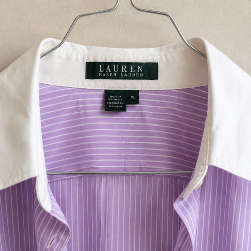 LAUREN Ralph Lauren women's striped shirt XL lilac white