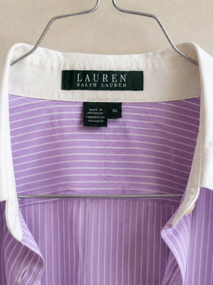 LAUREN Ralph Lauren women's striped shirt XL lilac white