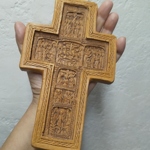 Handmade wall cross from pure beeswax and incense like new