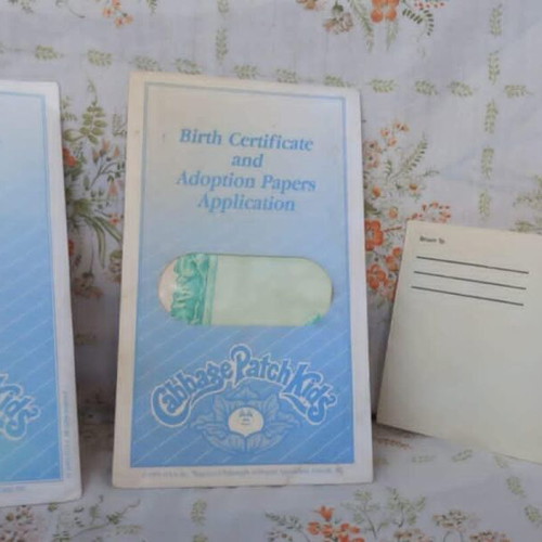 Set of 2 used vintage adoption papers and birth certificates Cabbage Patch Kids