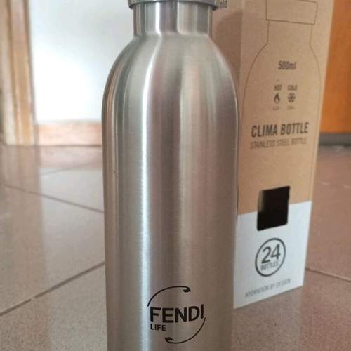 FENDI metal water bottle new collaboration with 24Bottles