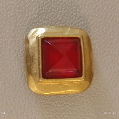 Lancome Paris vintage brooch or pendant like new, red and gold plated