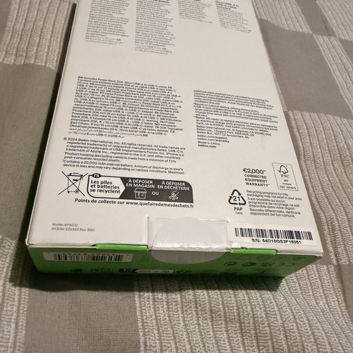 Belkin Boost Charge Power Bank 20000mAh with 2 USB-A and USB-C ports, black new