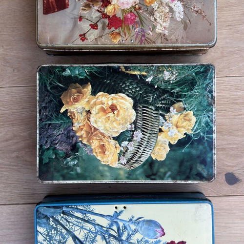 Jacques Superchocolat Vintage Metal Chocolate Tins, set of 3, floral design