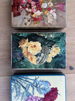 Jacques Superchocolat Vintage Metal Chocolate Tins, set of 3, floral design