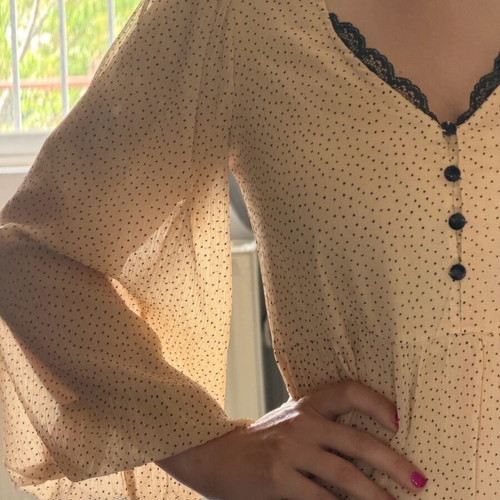 Zara mini dress with polka dots and lace, like new, size Small