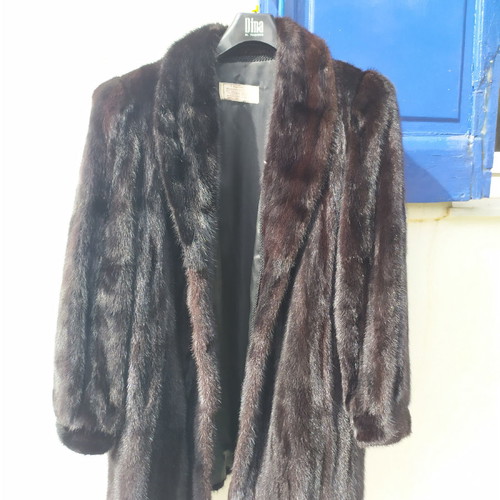 Mink fur half coat used, black, size XXL
