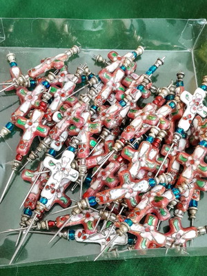 Lot of 52 used cross pins with enamel