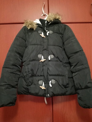 Γυναικείο μπουφάν μεταχειρισμένο, μαύρο, μέγεθος L με κουκούλα και τσέπες