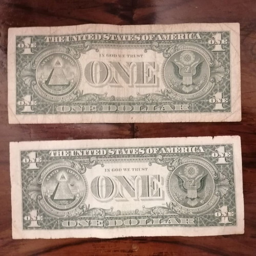 USA 2 used $1 banknotes (1974 & 1981)