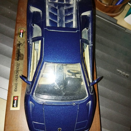 Lamborghini Diablo Burago collectible on wooden base like new