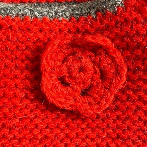 Katestorm wool knit cardigan like new, red with gray trim