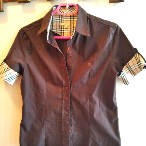 Burberry women's summer shirt, brown, Nova Check detail