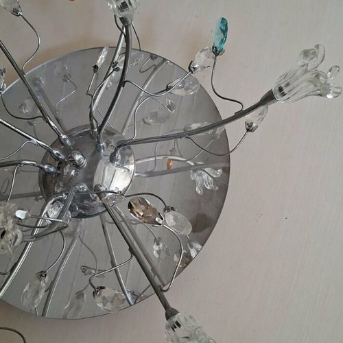 Ceiling lamp with multicolored Swarovski crystals used