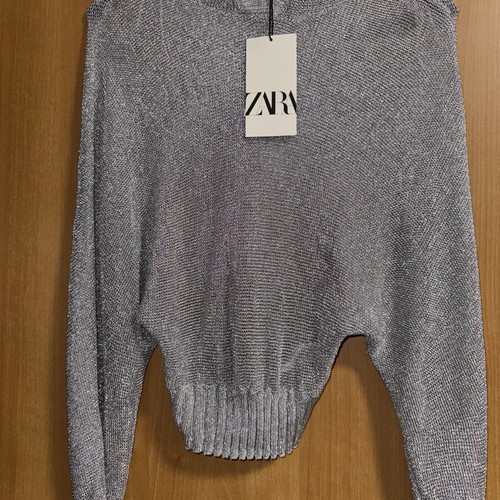 Zara silver blouse with hood, size S